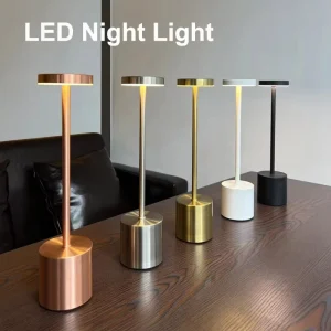 3-Color Rechargeable Alloy Cordless LED Table Lamp Touch Switch Nordic Style Home Bar Restaurant Desk Lamp