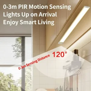 3-Color Stepless Dimming 3000K-6000K PIR Motion Sensor LED Cabinet Light for Kitchen