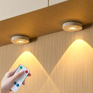 3-Color Wireless Dimmable LED Under Cabinet Light with Remote Control for Wardrobes