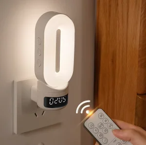 3 Colors Temperature Adjustable Light Indoor with Time Display Ideal Night Lights for Bedroom Kitchen Bathroom