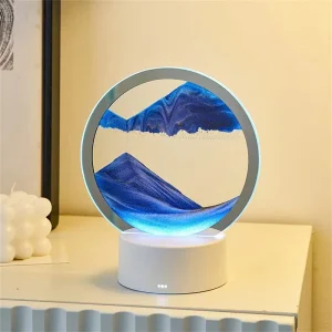 3 D Moving Sand LED Light Art Picture Sandscape Round Glass 3D Deep Sea Display Flowing Sand Frame Table Lamp