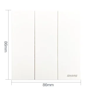 3 Gang 1 Way Electric Wall Light Switch 10A Fire-Resistant PC