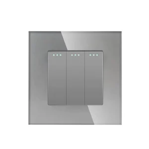 3 Gang EU/UK Standard Wall Light Switch White Crystal Glass Frame