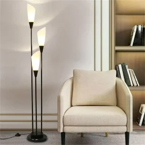 3 Head Flower Floor Lamp Modern White Metal Standing Light for Living Room Bedroom Hotel Decor