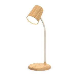 3 IN 1 Bamboo Desk Lamp with LED Light Source Speaker 15W Wireless Charger