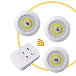 3-Pack 150 Lumen COB LED Puck Light with Remote Control, Wireless Battery-Operated Under Cabinet Tap Light