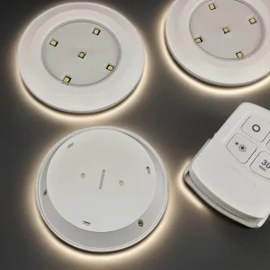 3-Piece LED Tap Touch Night Light, Battery Operated, Wireless Remote Control, ABS, White, Wall-Mounted