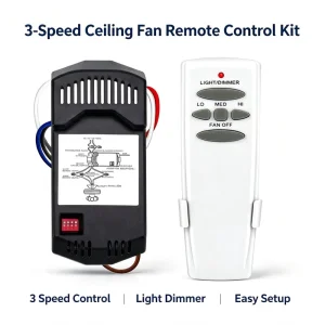 3 Speed Ceiling Fan Remote Control Kit Wireless Fan Switch with Light Dimmer Function Universal Ceiling Fan Remote Controller