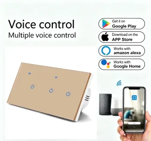 3 Switch 146 Type WiFi Touch Light Switch Single Live or Live and Neutral Wire Google Home Alexa Voice Control