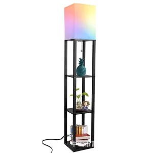 3 Tier Storage Display Standing Reading Narrow Corner Nightstand Light Modern Shelf Floor Lamp With Shelves