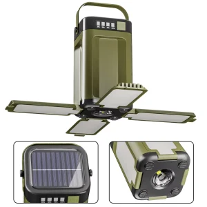3-in-1 Solar Camping Lights & Flashlights Waterproof IP44 2000mAh Lithium Battery Rechargeable LED Lantern with 5000K Daylight