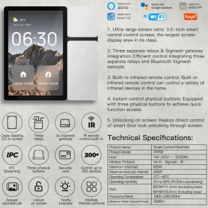 3.5-Inch Central Control Smart Screen Infrared Universal Remote Control 3-Relay 3-Gang WiFi Button Switch