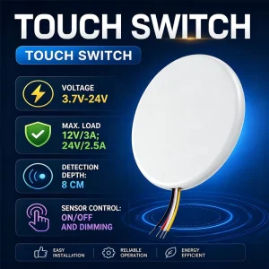 3.7V-24V Low-Voltage Touch-Switch LED Sensor Light with Hidden No-Drill Installation and Adjustable Brightness