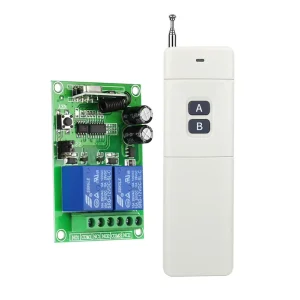 3000 m 433 MHz DC 12V 2-Channel Relay Receiver and Transmitter for Garage Gates, Motors, and Curtains