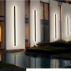 3000K Warm Light Garden LED Outdoor Wall Sconce Long Linear Strip Wall Lamp with Aluminum Bracket IP65 Waterproof Square Shape