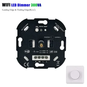 300W Flush-Mount WiFi Rotary Smart LED Dimmer with Leading- and Trailing-Edge Multi-Way Control