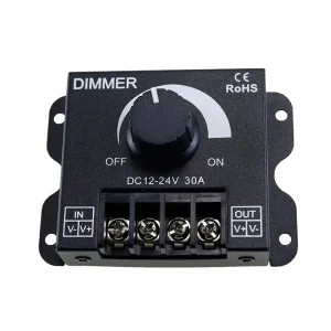 30A LED Dimmer DC 12V 24V 360W Adjustable Brightness Lamp Bulb Strip Driver Single-Color Controller