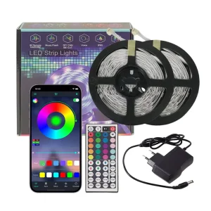30M RGB Music Sync Dimmer APP Control Smart LED Strip Light Set with Remote Control Plastic Cuttable