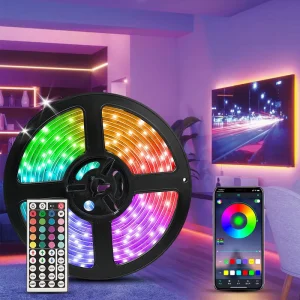 30M Smart RGB LED Strip Light 12 LEDs/m 15M/Roll App and Remote Control