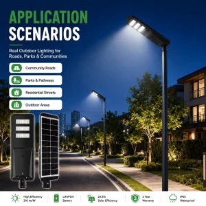 30W Highway Country Road Garden Lighting All-in-One Smart Control Aluminum IP65 Outdoor LED Solar Street Light with Battery