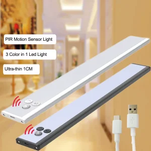 30cm (11.8in) 41-LED Thin Closet Light with 3 Color Temperatures, Dimmable, USB Rechargeable, Motion Sensor, Magnetic Under Cabinet Light