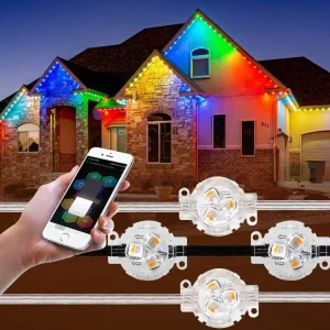30mm UCS2904 RGBW LED Pixel 3-LED Point Lights 24V Outdoor Permanent Christmas Track Landscape Lighting IP68