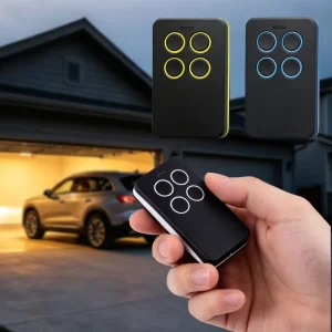 315MHz RF Remote Control 4-Channel with Blue Ring Buttons and 433MHz Wireless Transmitter for Industrial Warehouse Gates