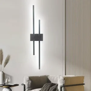 35.43 Inch 90cm Strip Modern Wall Mounted LED Light Fixture Linear Wall Lamp for Bedroom Hotel Lobby Long Black Tube Wall Sconce