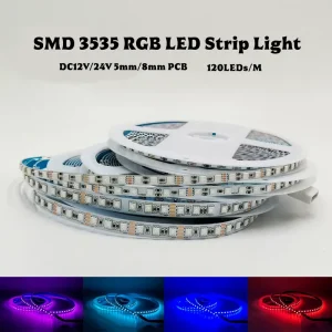 3535 RGB LED Strip Light DC12V 24V 120LEDs M 4Pin 5mm 8mm Width Color Changeable Flexible LED Light Tape KTV Dancing Party Light