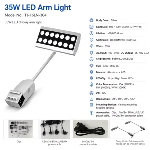 35W High Power Aluminum LED Roll up Banner Stand Arm Light with Clamp for Expo Booth Trade Show Lighting
