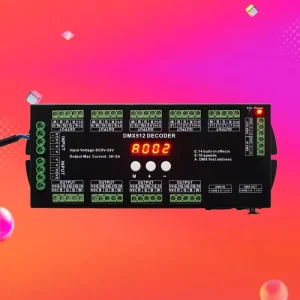 36-Channel Digital DMX512 Decoder, 2A/CH RGBW/RGB LED Strip Controller, DC9V-24V, Aluminum, 15M