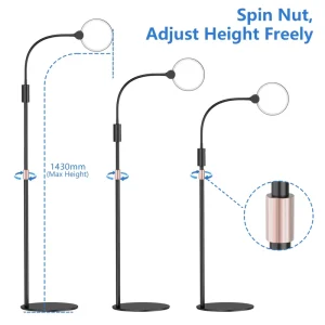 360 Degree Rotation Screen Magnifier LED Light 3x+6x Large Capacity Battery Floor Lamp Reading Craft