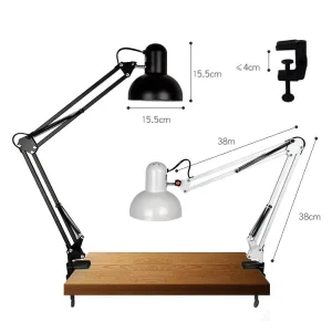 38cm Arm Length Folding LED American style Study Reading and Work Metal Clip Long arm Eye protecting Desk Lamp