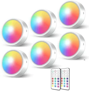 3AA Battery Operated RGB LED Under Cabinet Lights with Timer LED Puck Light