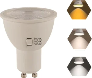 3CCT GU10 LED Spotlight Bulbs 5W 3-Color 6-Pack for Recessed Track Lights and Range Hoods