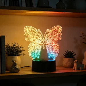 3D Acrylic Butterfly Lamp Two-Tone Color ABS Base LED Night Light