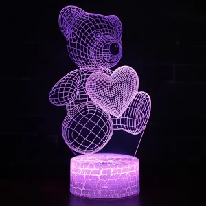 3D Acrylic LED Night Light with Remote Control, 1/3/7/16 Colors