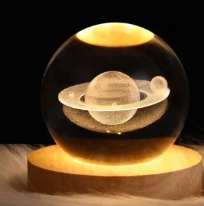 3D Art Glass Globe LED USB Night Lamp