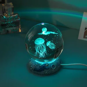 3D Astronaut LED Crystal Ball Table Lamp Space Man Night Light Home Decor