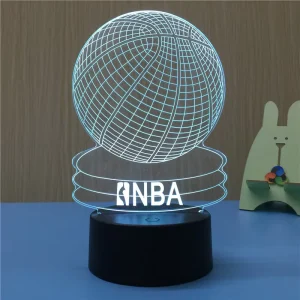 3D Basketball Illusion LED Night Light, Acrylic USB Desk Lamp with Remote Control