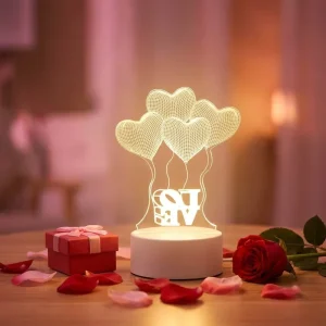 3D Cartoon Illusion LED Desk Lamp, Mini Warm Acrylic Night Light for Bedroom