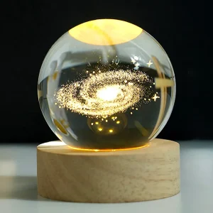 3D Crystal Ball LED Night Lamp with Adjustable USB and Type-C Power for Desktop Decor