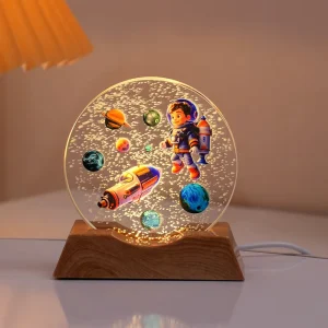 3D Crystal Ball Plug-In Night Light Custom Laser Engraved LED Globe Lamp Plastic Base Bedroom Desktop Decor Romantic Gift