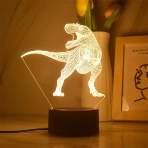 3D Dinosaur Night Light 16 Colors Change Decor LED Illusion Lamp with Remote Control for Living Bed Room Christmas Birthday Gift