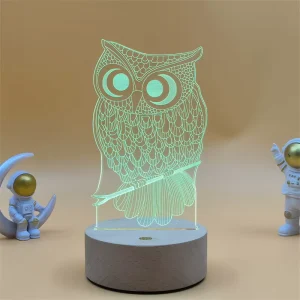 3D Funny Decor Light Table Lamp Toys for Children Wood Night Light Baby Room Wall Decor
