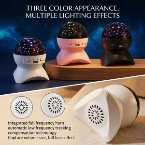 3D Galaxy Star Projector Night Light with Bluetooth Music Speaker and Aurora LED Lamp