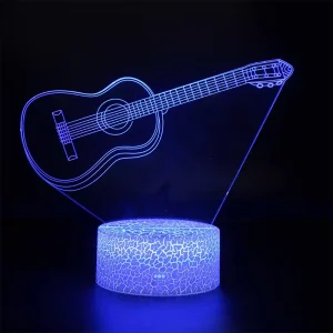 3D Guitar and Violin LED Night Light with 16 Colors, Touch Control, Remote, and USB Power