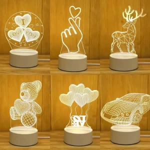 3D Hourglass LED Bedside Night Light Set