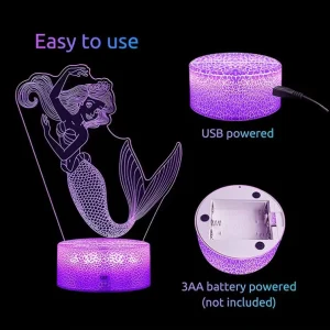 3D Illusion Acrylic RGB LED Night Light with Touch Dimming for Kids’ Rooms and Living Rooms