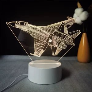 3D Illusion Airplane-Shaped LED Night Light with Touch Base